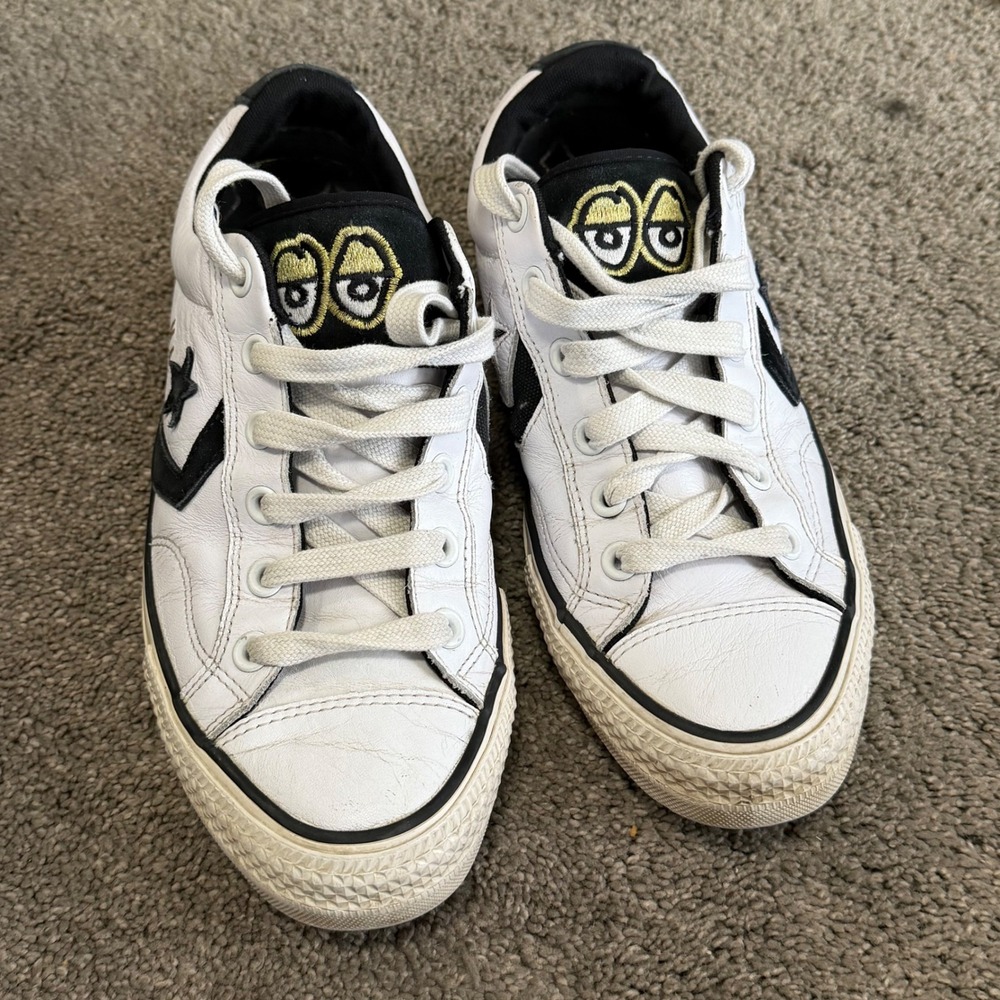 Converse One Star Skateboarding Shoes White Black‎ Mens Size 8.5 Leather